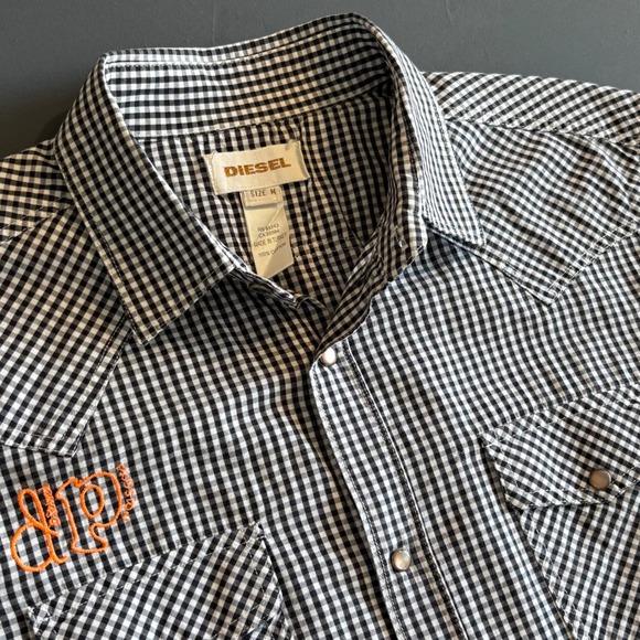 Diesel Sfolta Western Snap Shirt | Sz M | Black White Gingham Rockabilly Western - Picture 4 of 6